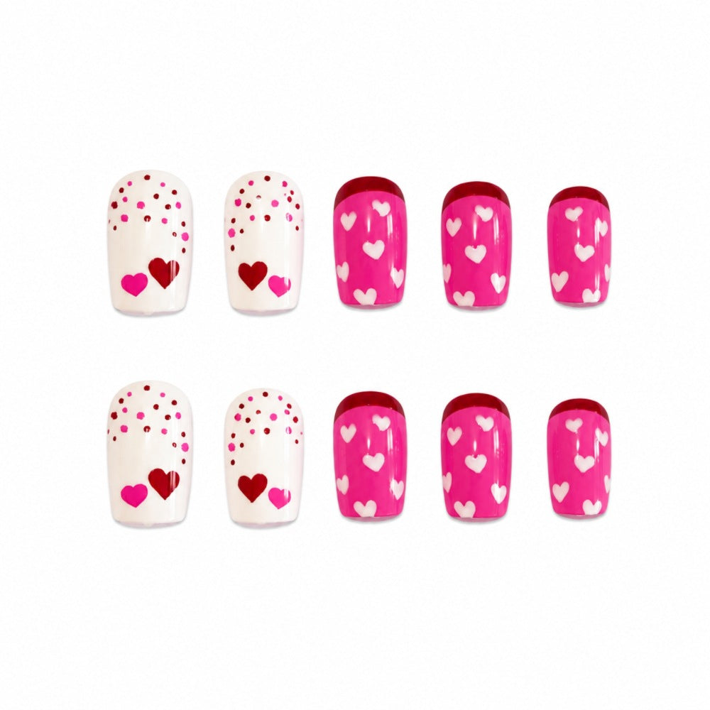 Heart-Themed Press-On Nail Set Bowlift