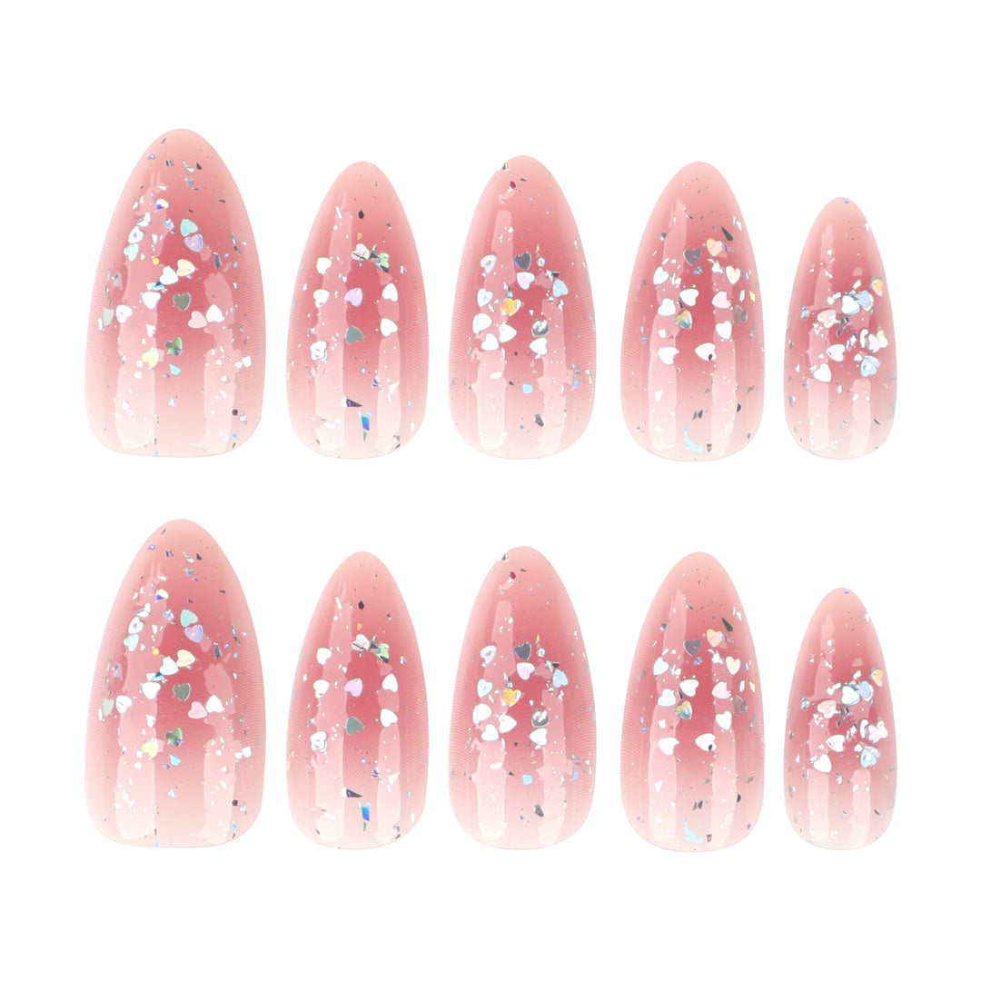 Glittering nail extensions with elegant V-design Bowlift
