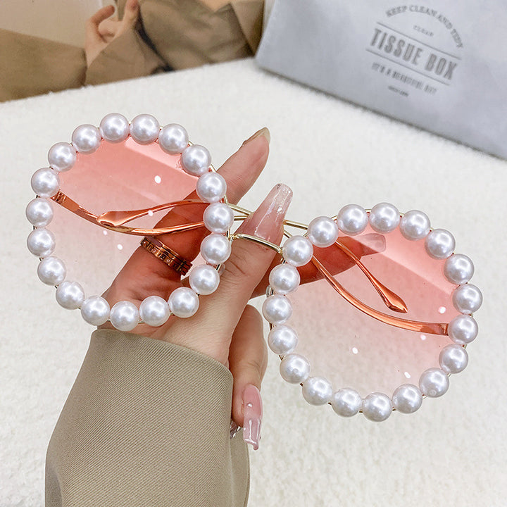 Women elegant oversized sunglasses with stylish transparent frame Bowlift