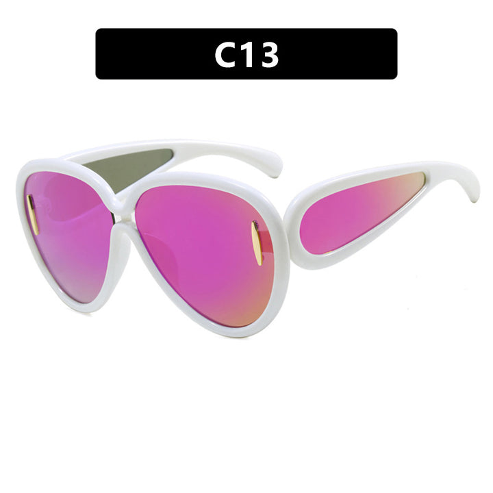 Women extravagant sunglasses in creative design Bowlift