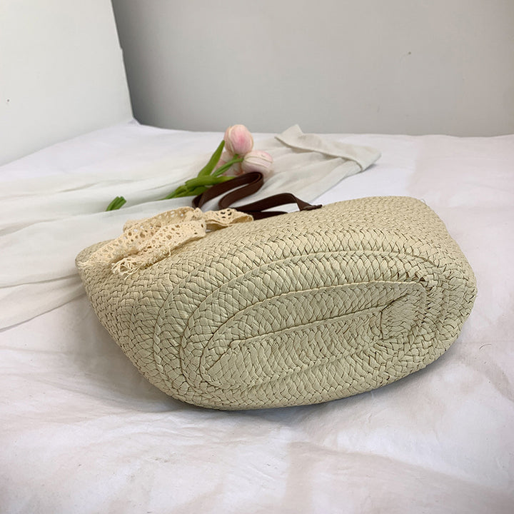 Woven Straw Beach Tote Bag