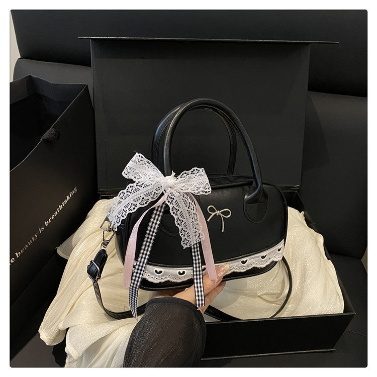 Elegant Lace-Trimmed Bow Handbag Bowlift