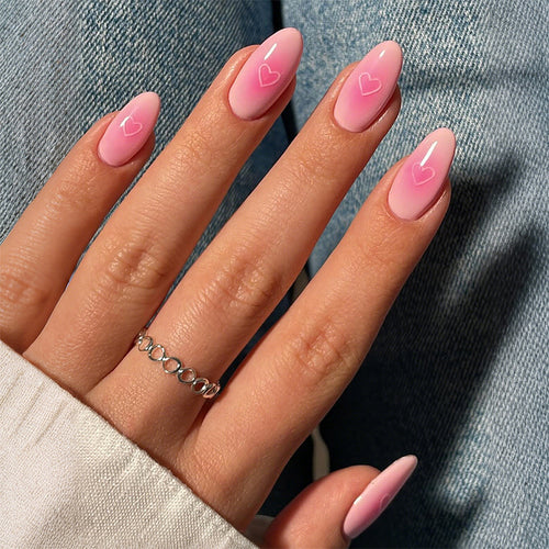 Heart-Embellished Press-On Nail Art Set Bowlift