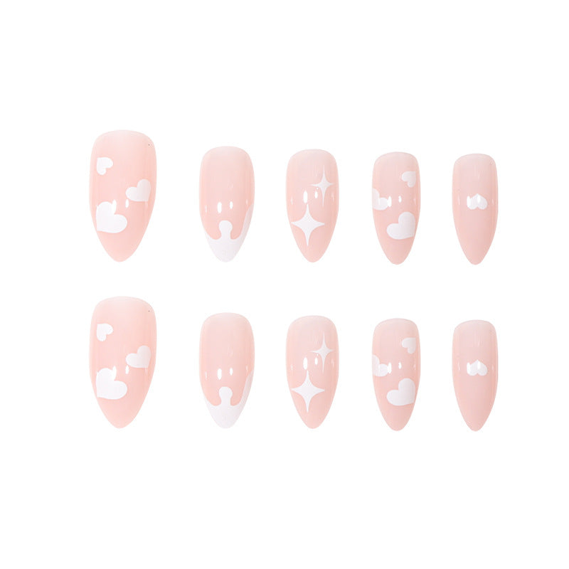 Custom Heart-Design Stiletto Press-On Nails Bowlift