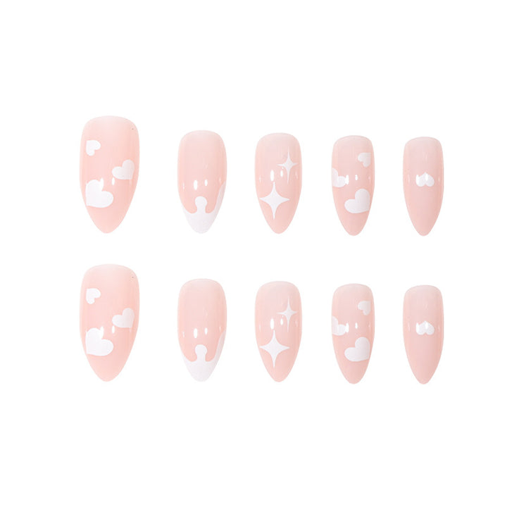 Custom Heart-Design Stiletto Press-On Nails Bowlift