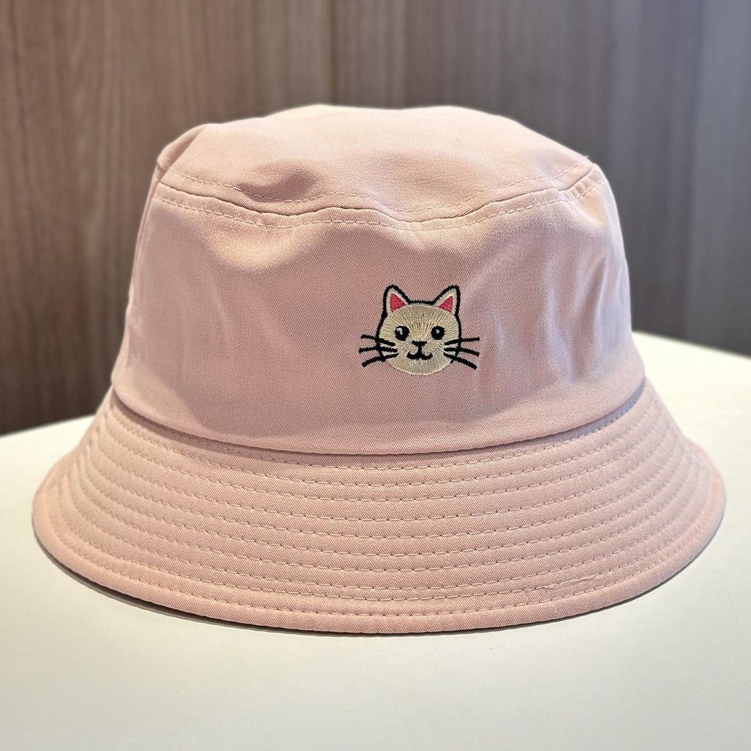 Fun Embroidered Cat Bucket Hat