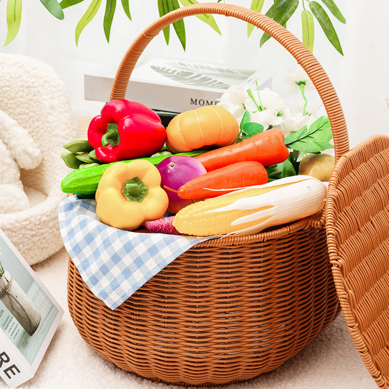 Stylish Woven Storage Basket with Lid Bowlift