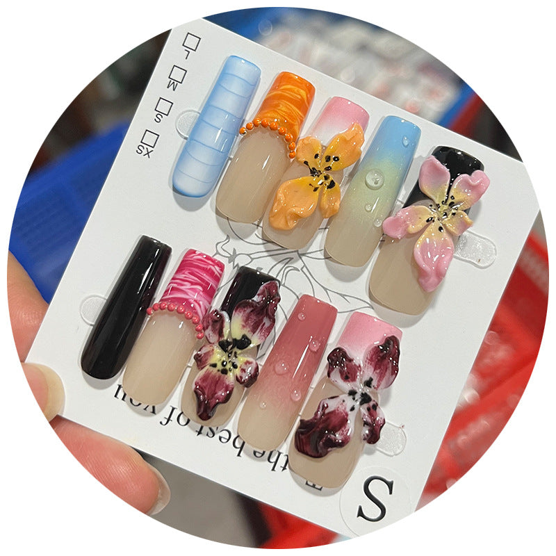 Handcrafted Floral Design Press-On Nail Set Bowlift