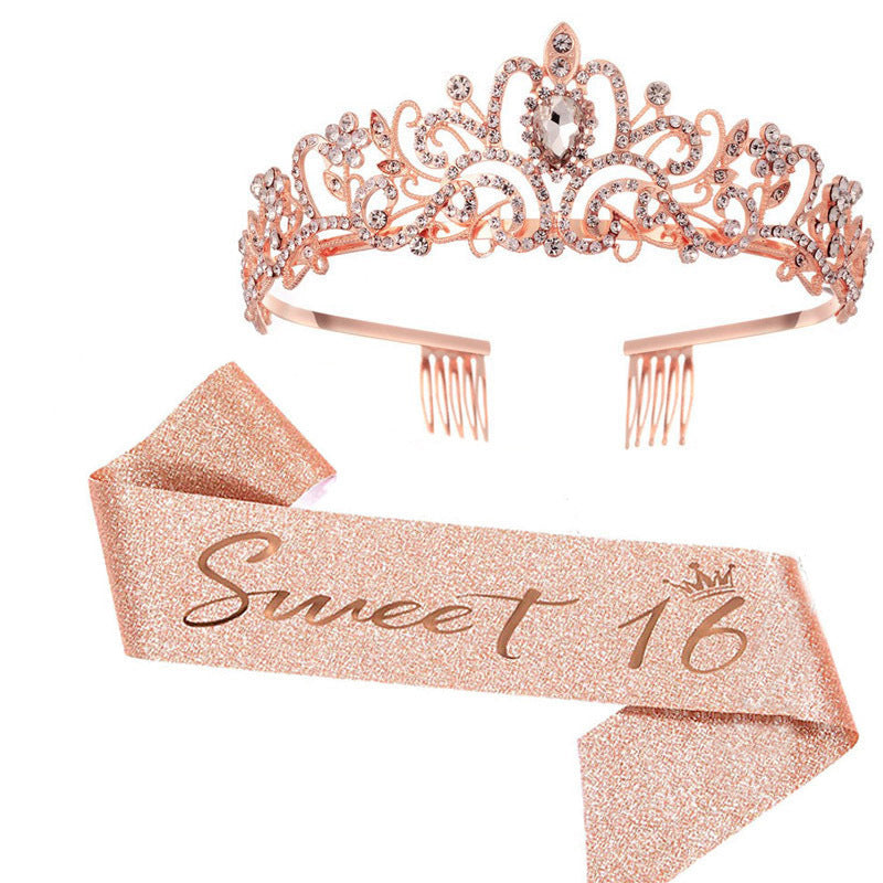 Women's Sparkling Crown with Radiant Rhinestone Embellishment Bowlift