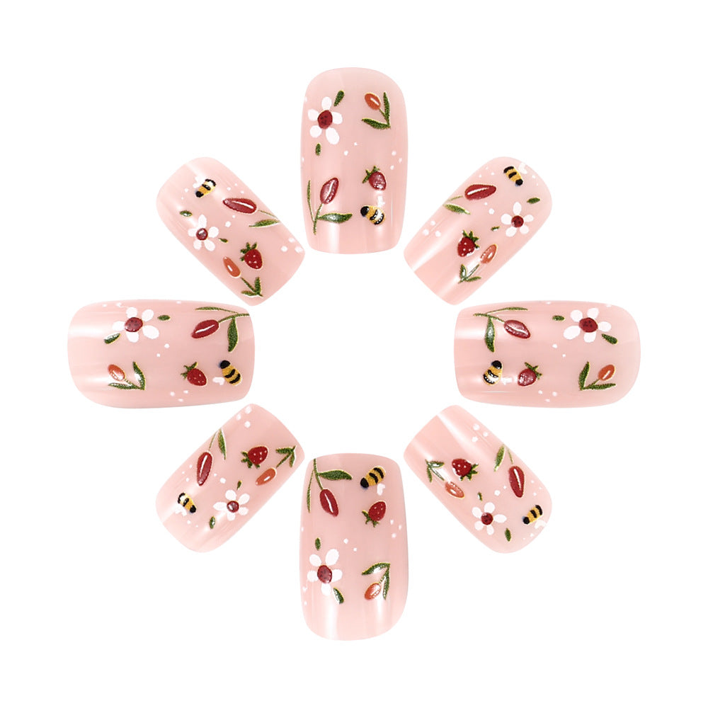 Floral Press-On Nail Art Set Bowlift