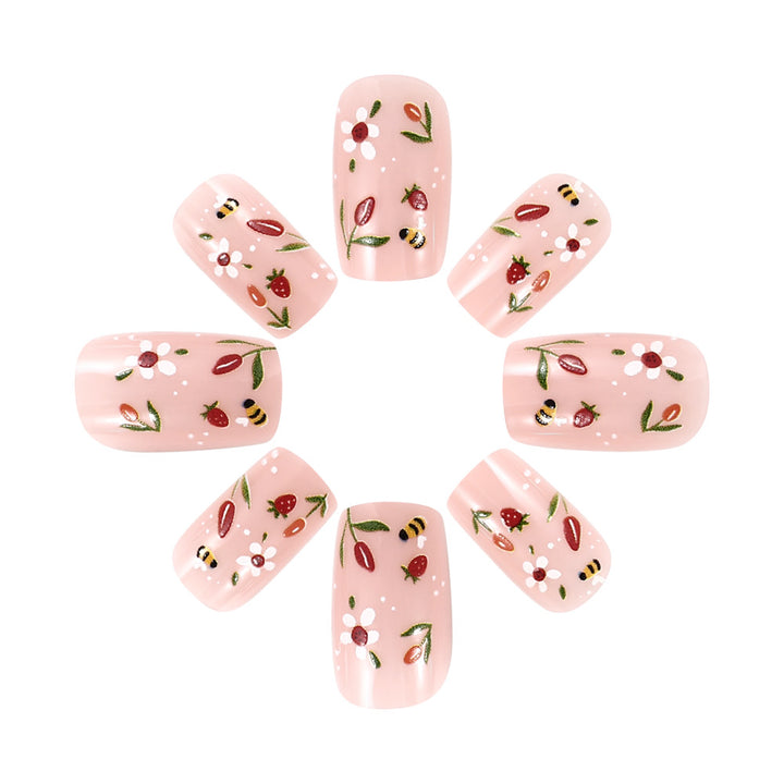 Floral Press-On Nail Art Set Bowlift