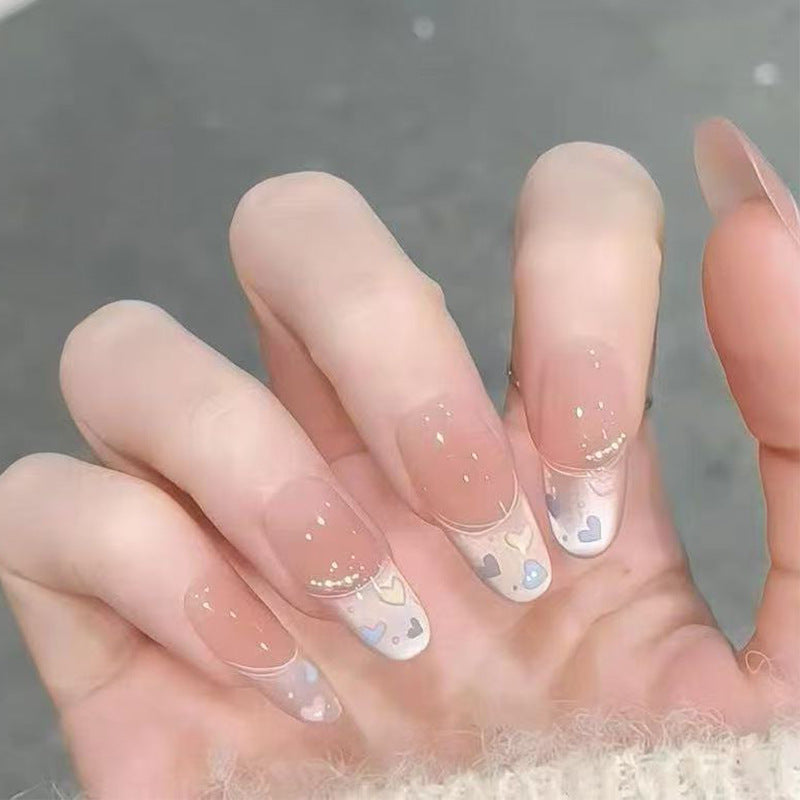 Artistic Heart-Themed Press-On Nails Bowlift