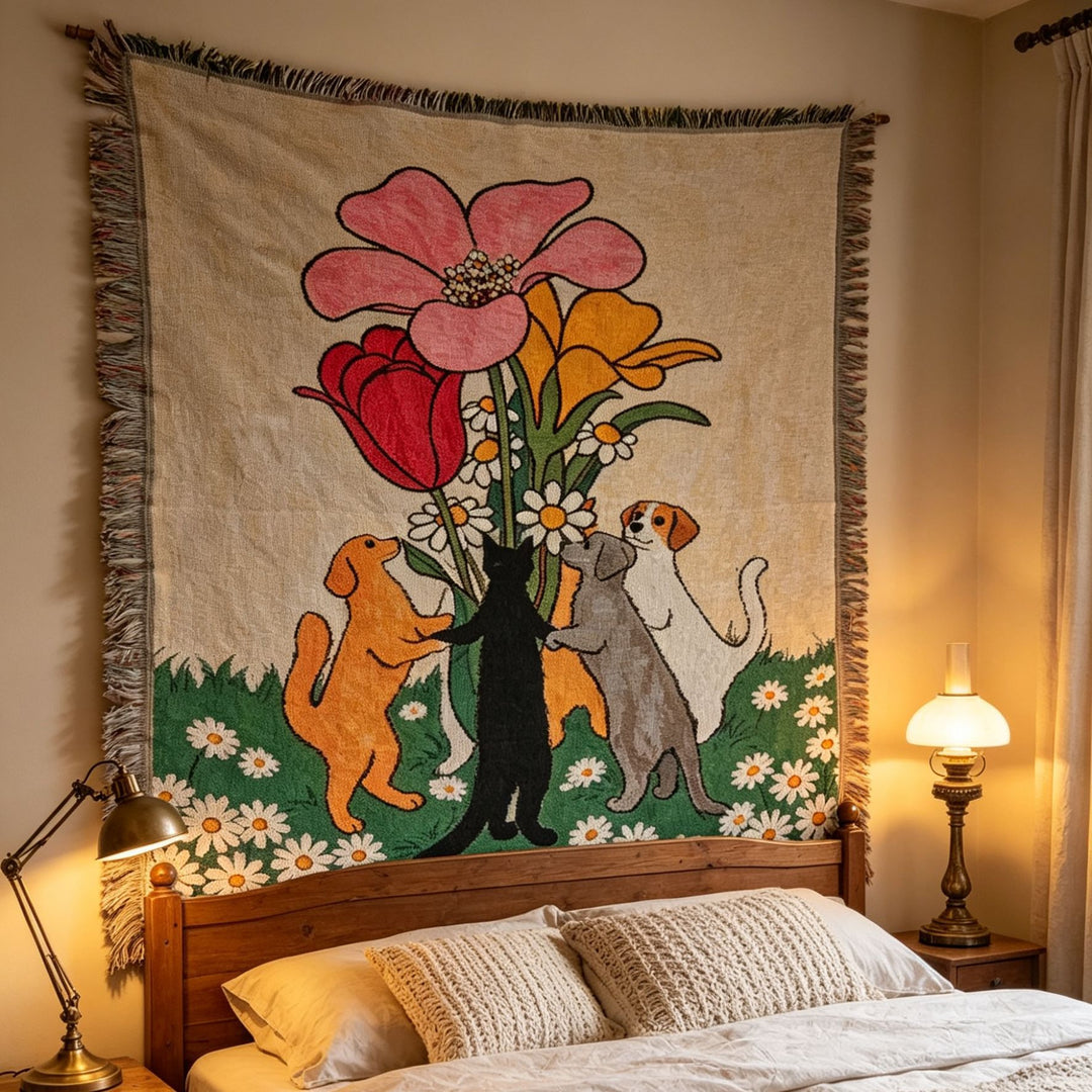 Whimsical Pet-Themed Decorative Throw Blanket