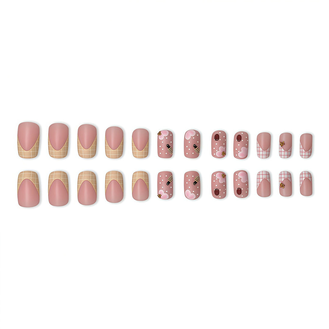 Artistic Floral Press-On Nail Set Bowlift