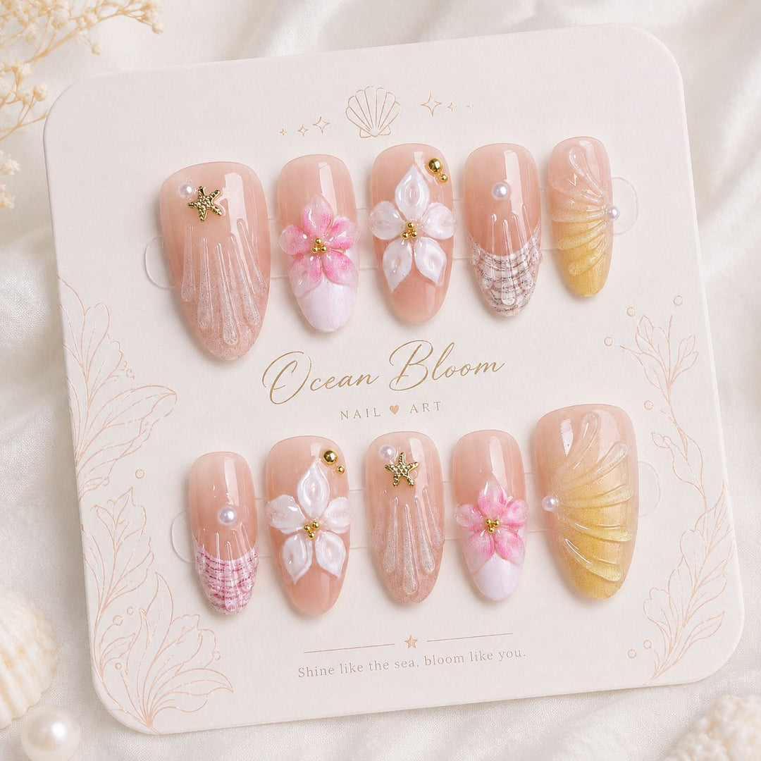 Premium Artifical Nails with Floral Designs Bowlift