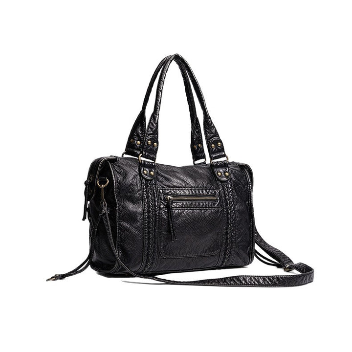 Distressed Leather Satchel Bag Bowlift
