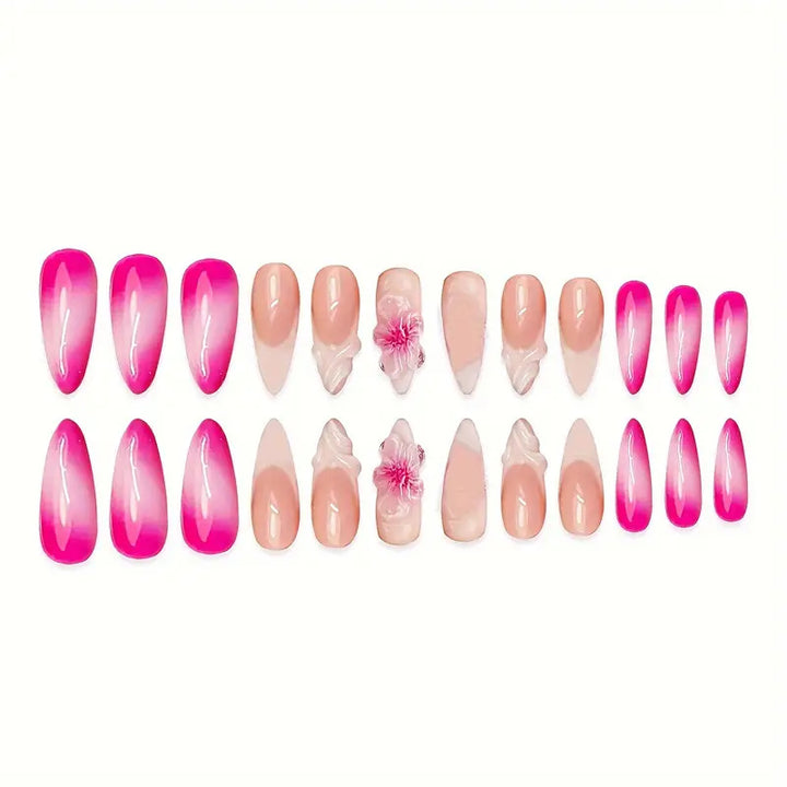 Detailed Floral Press-On Nail Art Bowlift