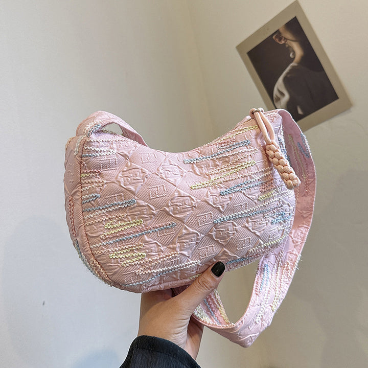 WoTextured Fabric Shoulder Bag Bowlift