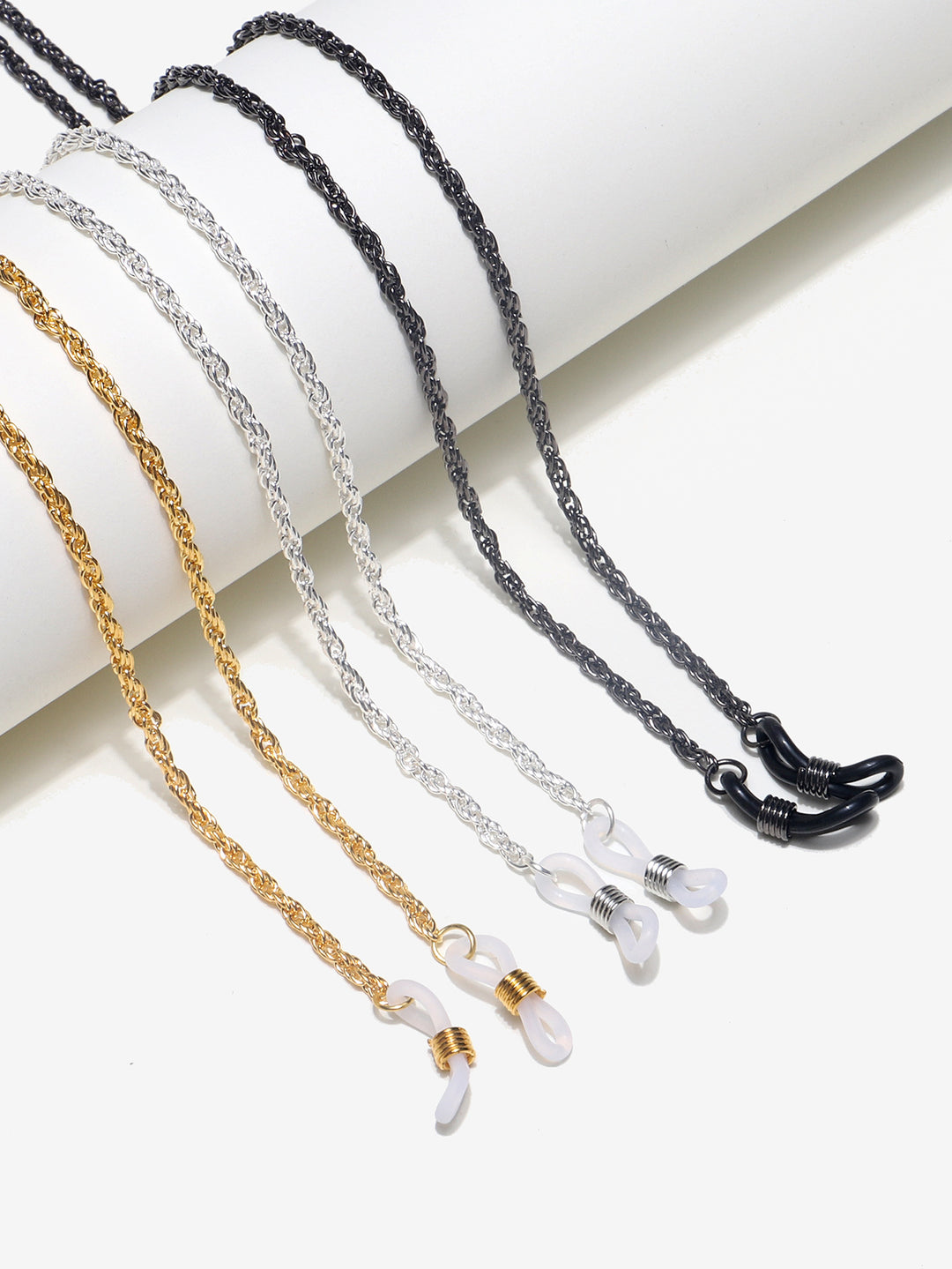 Braided metal glasses chain with silicone temple loops Bowlift