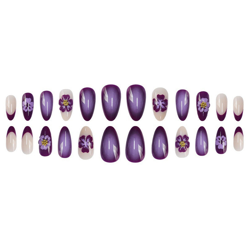 Artistic Floral Design Press-On Nail Set Bowlift