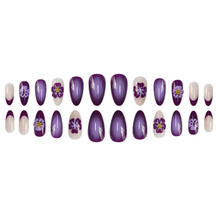 Artistic Floral Design Press-On Nail Set Bowlift
