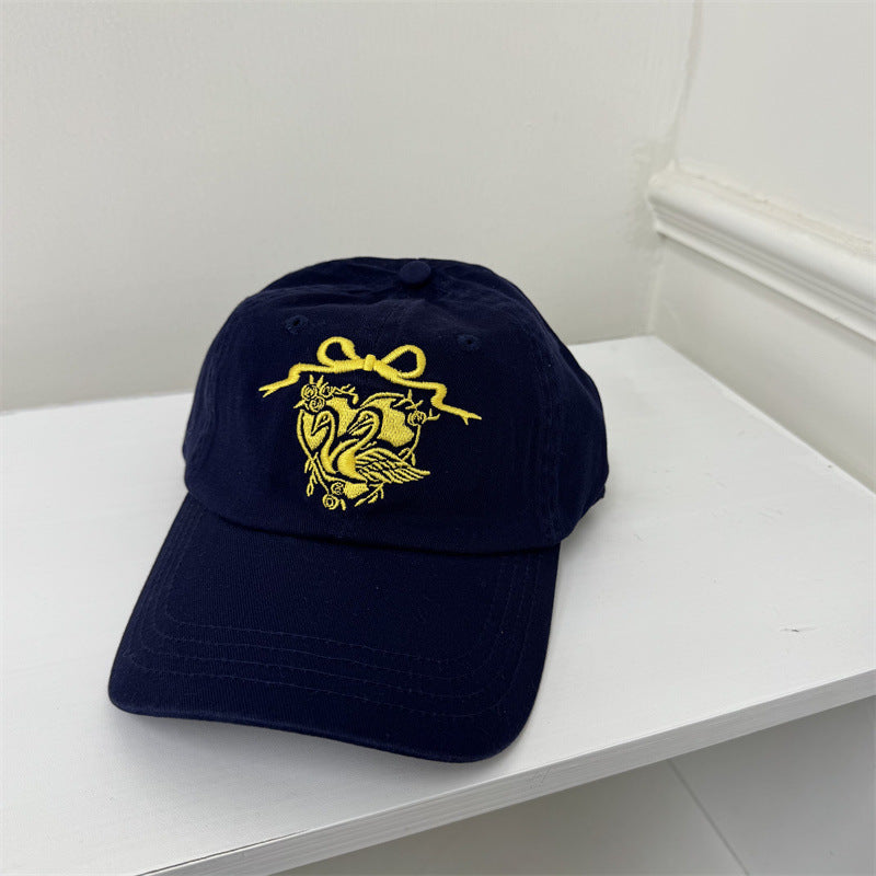 Women's Embroidered Swan-Themed Baseball Cap Bowlift