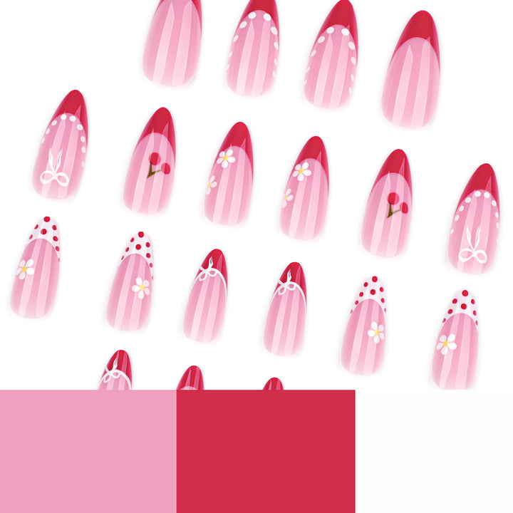 Artistic Nail Extensions with Cheerful Cherry Design Bowlift