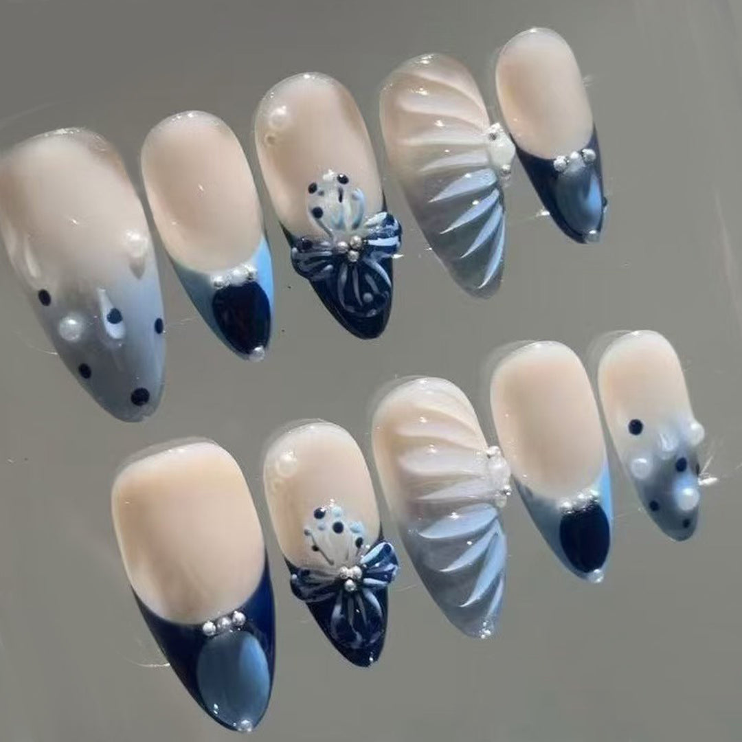 Decorative Press-On Nail Art Set with 3D Accents Bowlift