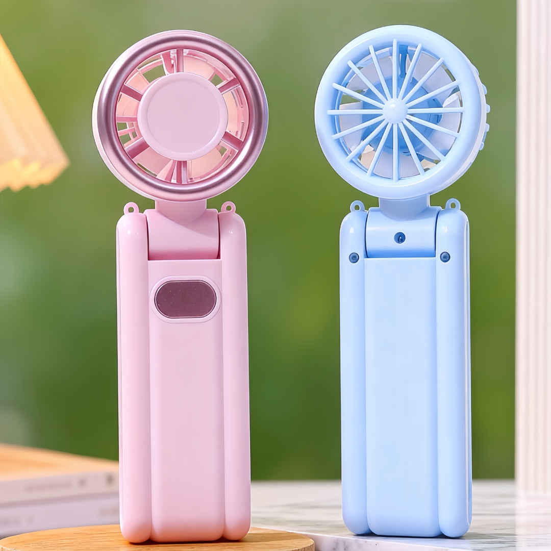 Ladies Portable Hand Fan with Digital Display Bowlift