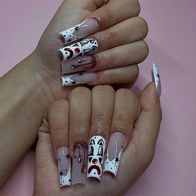 Artistic Press-On Nail Set with Creative Halloween Designs Bowlift