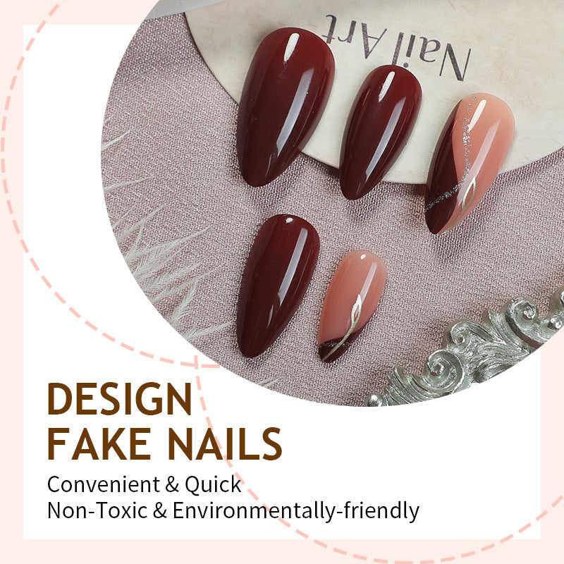 Nail set with glossy finish and elegant designs Bowlift
