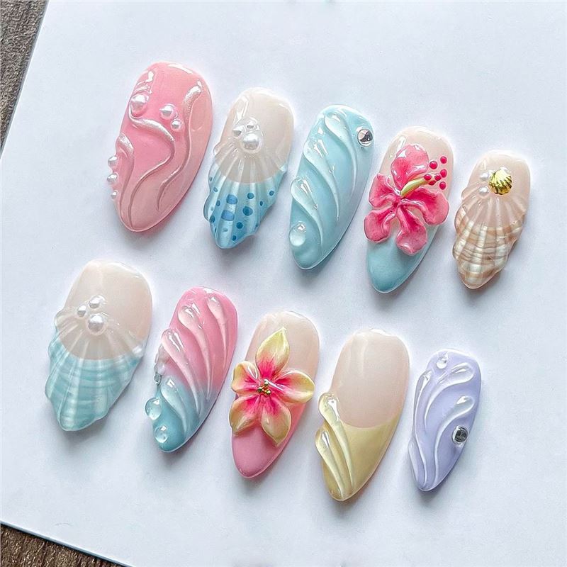 Artistic Sea-Inspired Shell Nail Art Set Bowlift