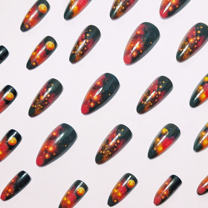 Galactic art nails with 3D planet motif Bowlift