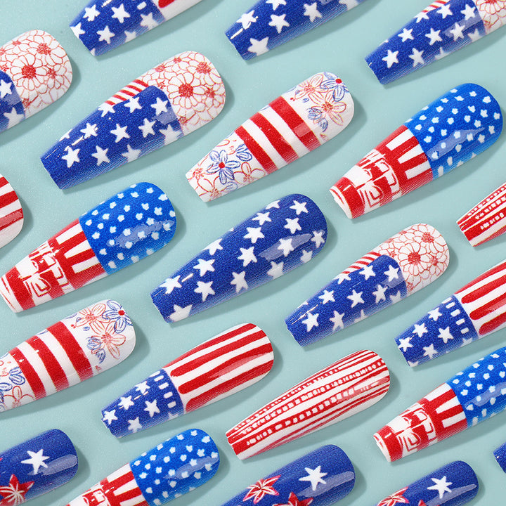 Creative Nail Art Artificial Nails in Patriotic Design Bowlift