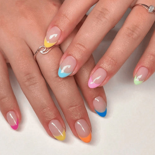 Artificial nail set with colorful French design Bowlift
