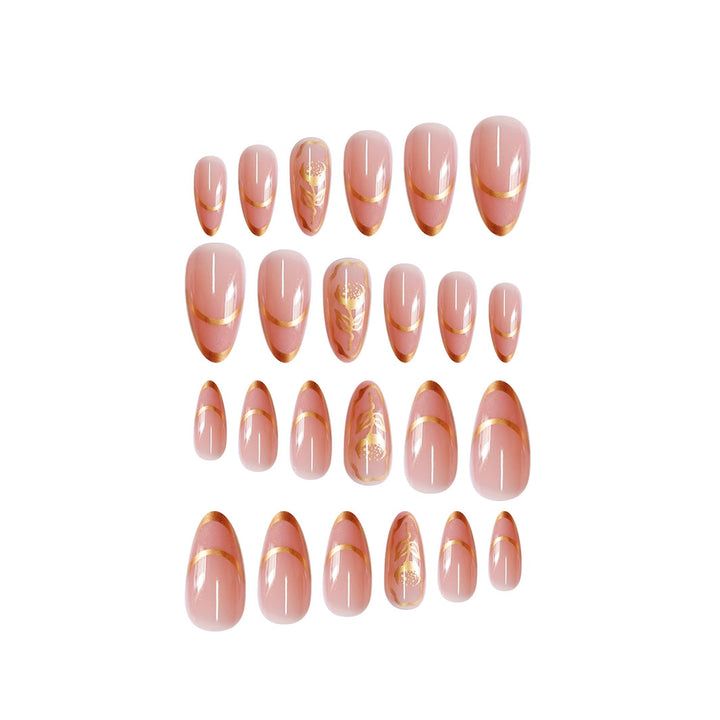 Elegant Floral Accent Press-On Nails Bowlift