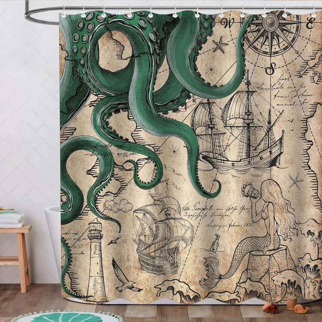 Ocean-Theme Shower Curtain Bowlift