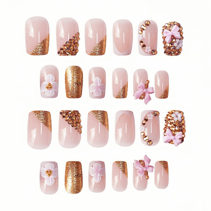 Floral Design Press-On Nails Bowlift