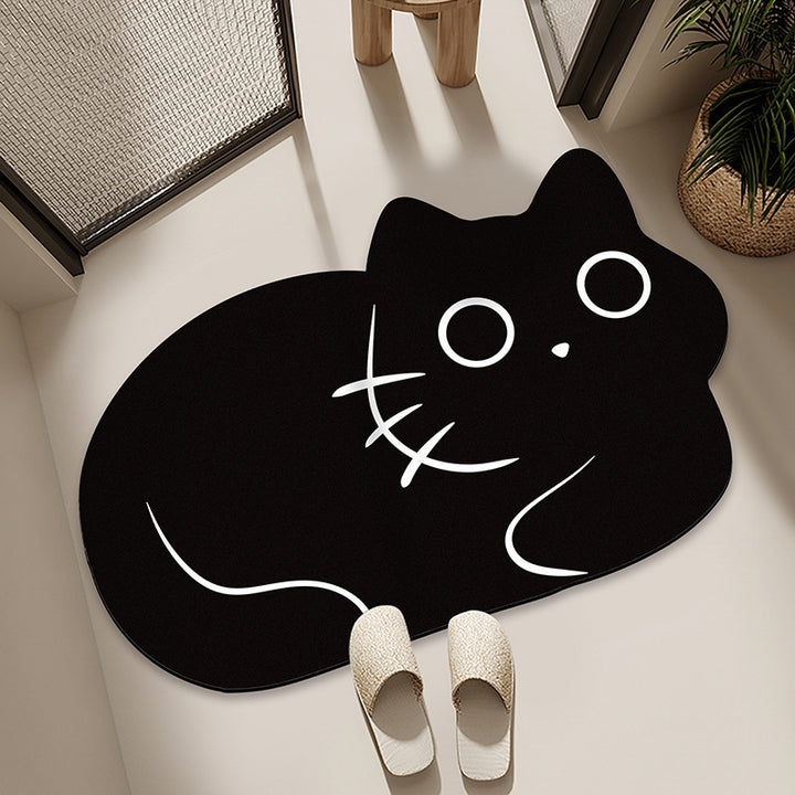Cartoon Cat-Themed Bath Mat