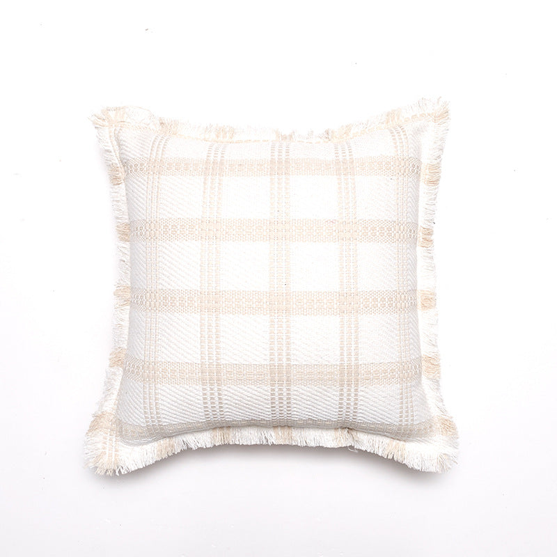 Soft Textured Plaid Decorative Throw Pillow
