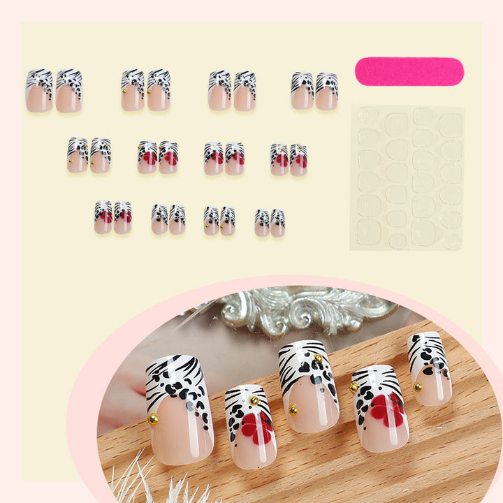 Creative Art Press-On Nail Set with Floral and Zebra Designs Bowlift