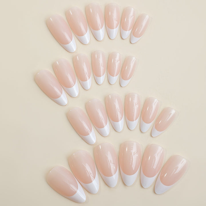 Elegant artificial nail set with classic French tips Bowlift