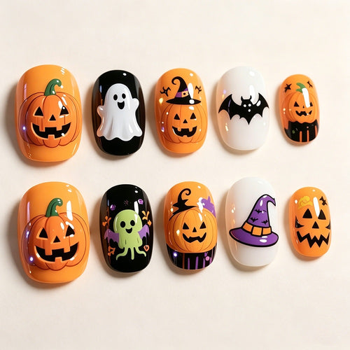 Artificial nails with spooky Halloween designs Bowlift