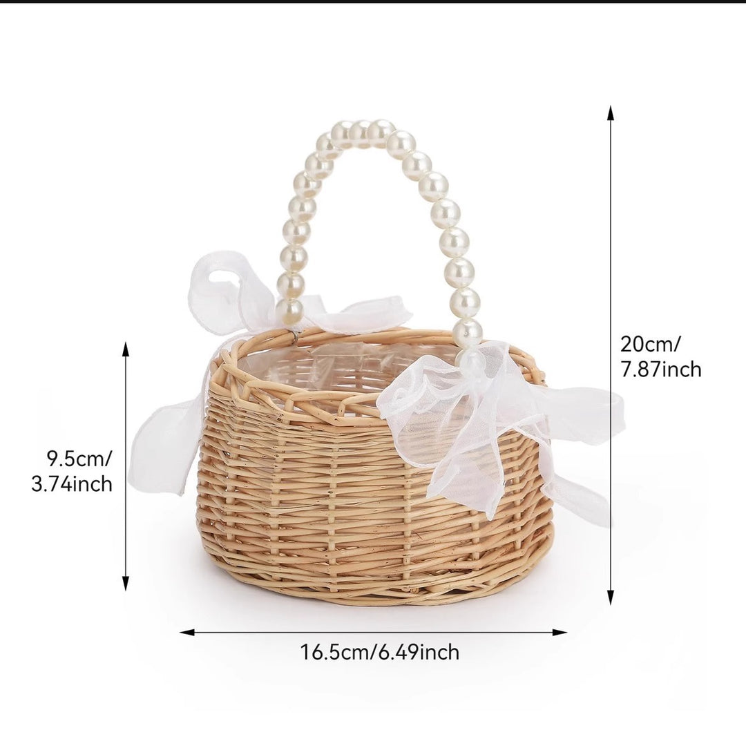 Ladies flower basket with elegant pearl decoration Bowlift