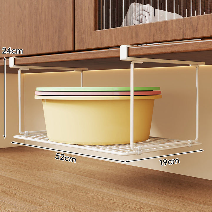 Under-Cabinet Hanging Sliding Wire Grid Shelf for Bowls and Kitchen Storage