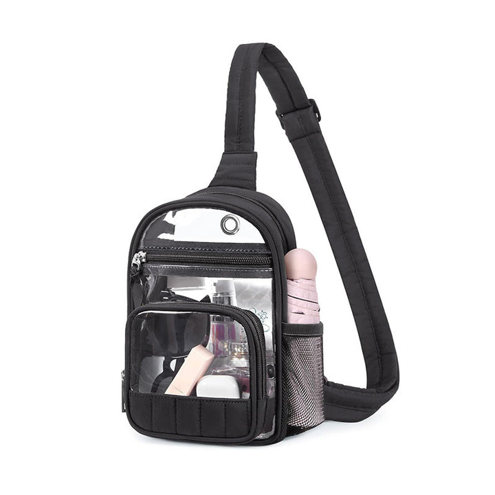 Practical shoulder bag with transparent front pocket Bowlift