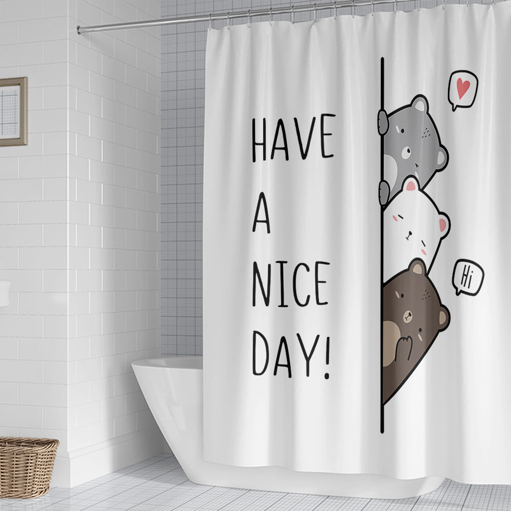 Playful Bear-Themed Shower Curtain Bowlift