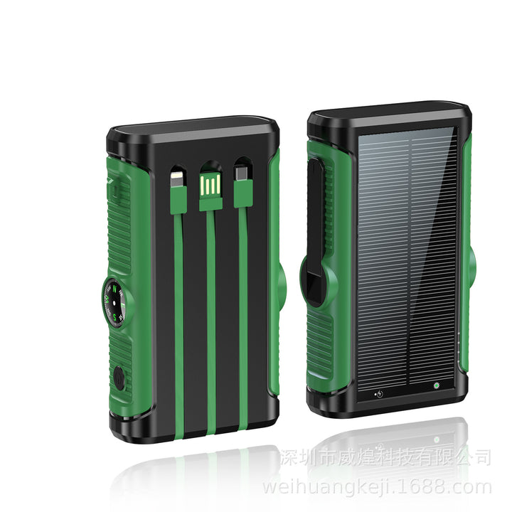Rugged Solar Power Bank with Built-in Triple Charging Cables Bowlift