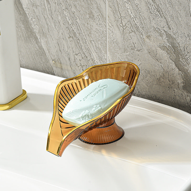 Elevated drainage acrylic soap dish with ribbed pedestal and sloped water channel Bowlift