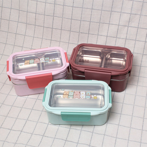 Cartoon-Themed Double-Layered Lunch Box